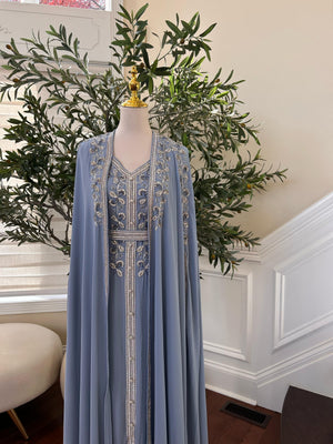 Baby Blue Beaded Stone Kuftan