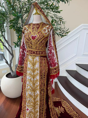 Royale Red Embroidery Tatreez Elegance Thobe