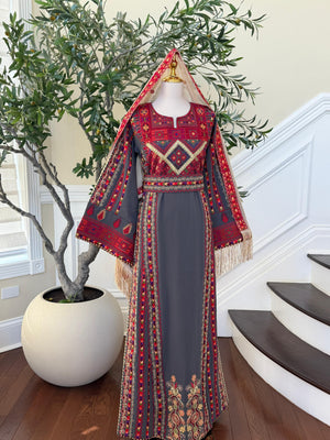 Grey Embroidery Tatreez Heritage Thobe