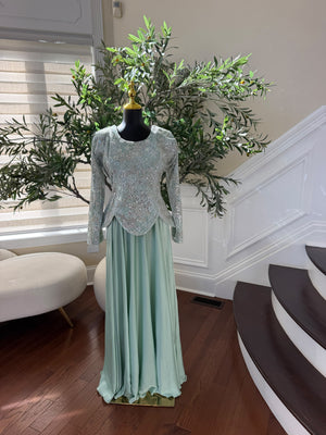 Elegant Mint Green Embellished Gown