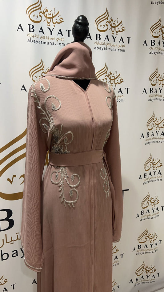 Elegant Pink and Silver Abaya