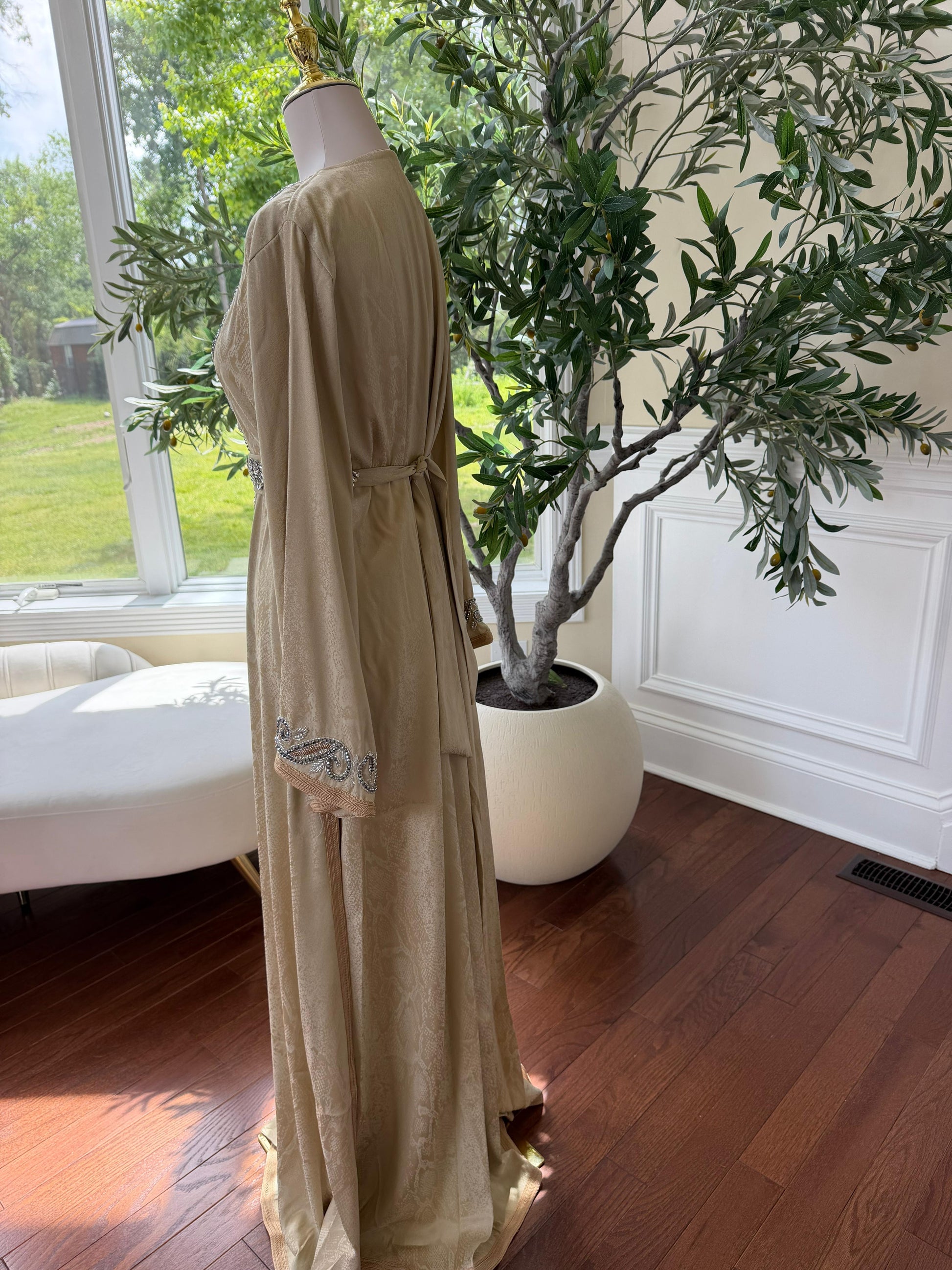 Yellow Beaded Elegance Kuftan