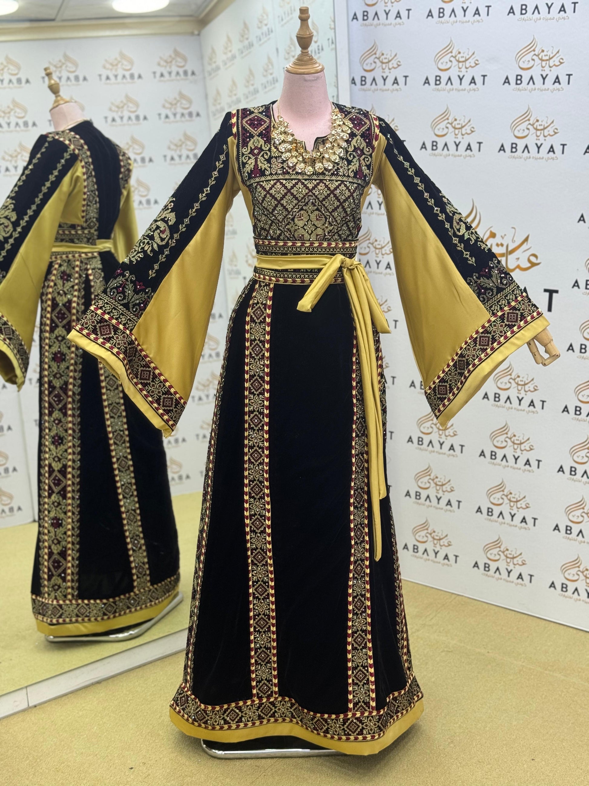 Premier Black and Yellow Velvet Thobe