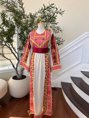 Cream Embroidery Tatreez Thobe