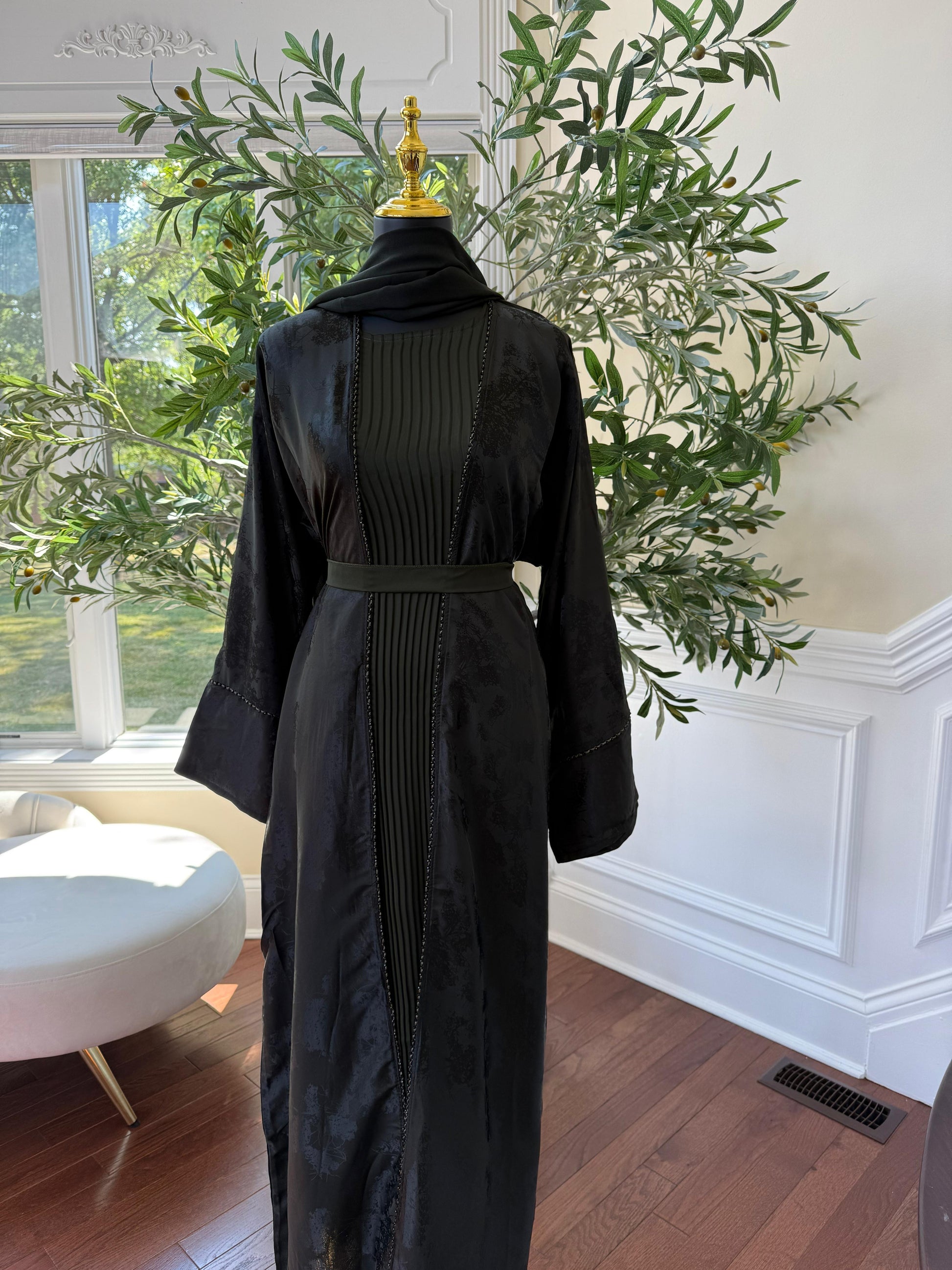 Deep Olive Blossom Abaya
