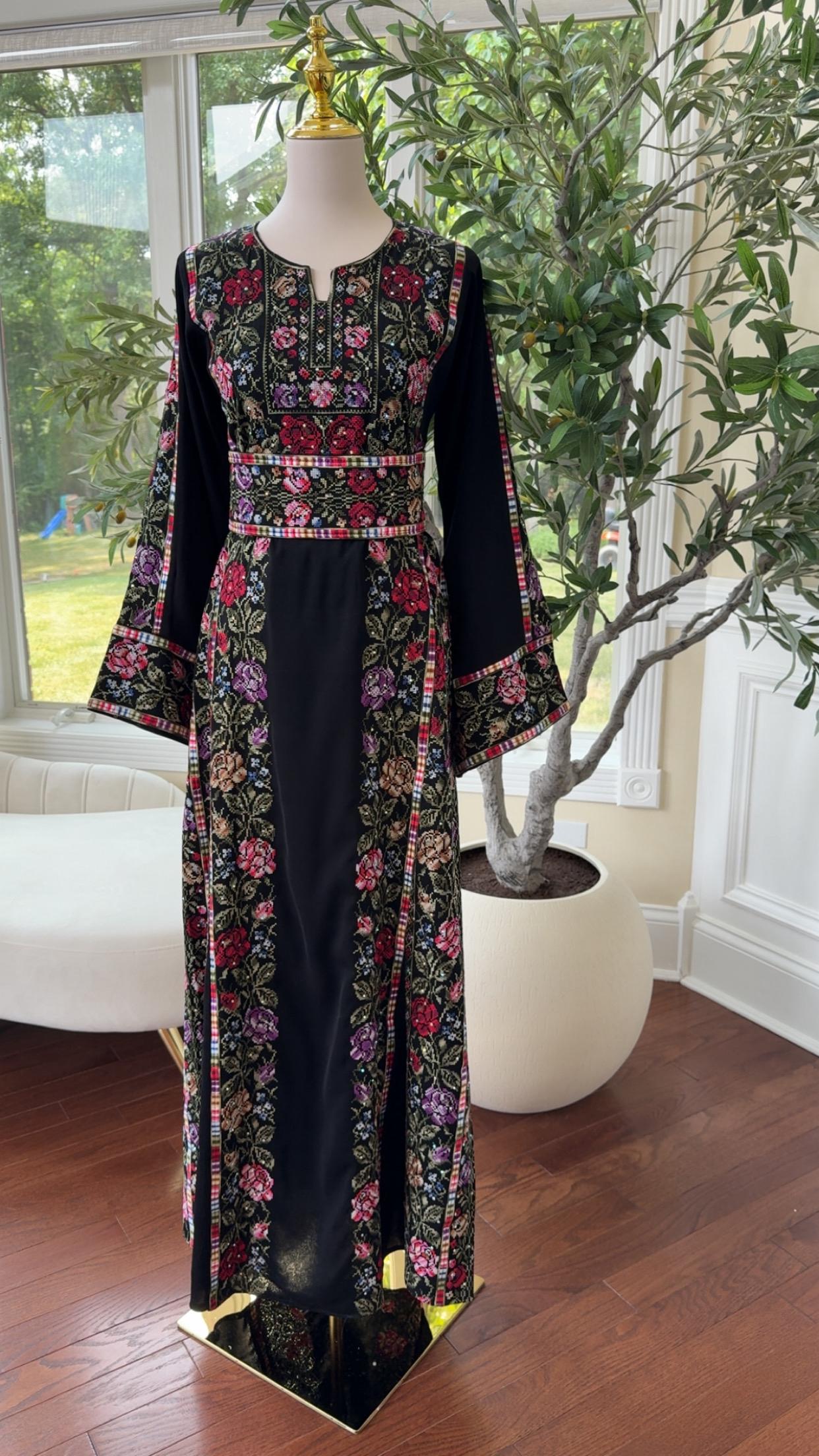 Tatreez Black Floral Beaded Thobe