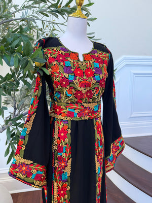 Black Embroidery Tatreez Thobe