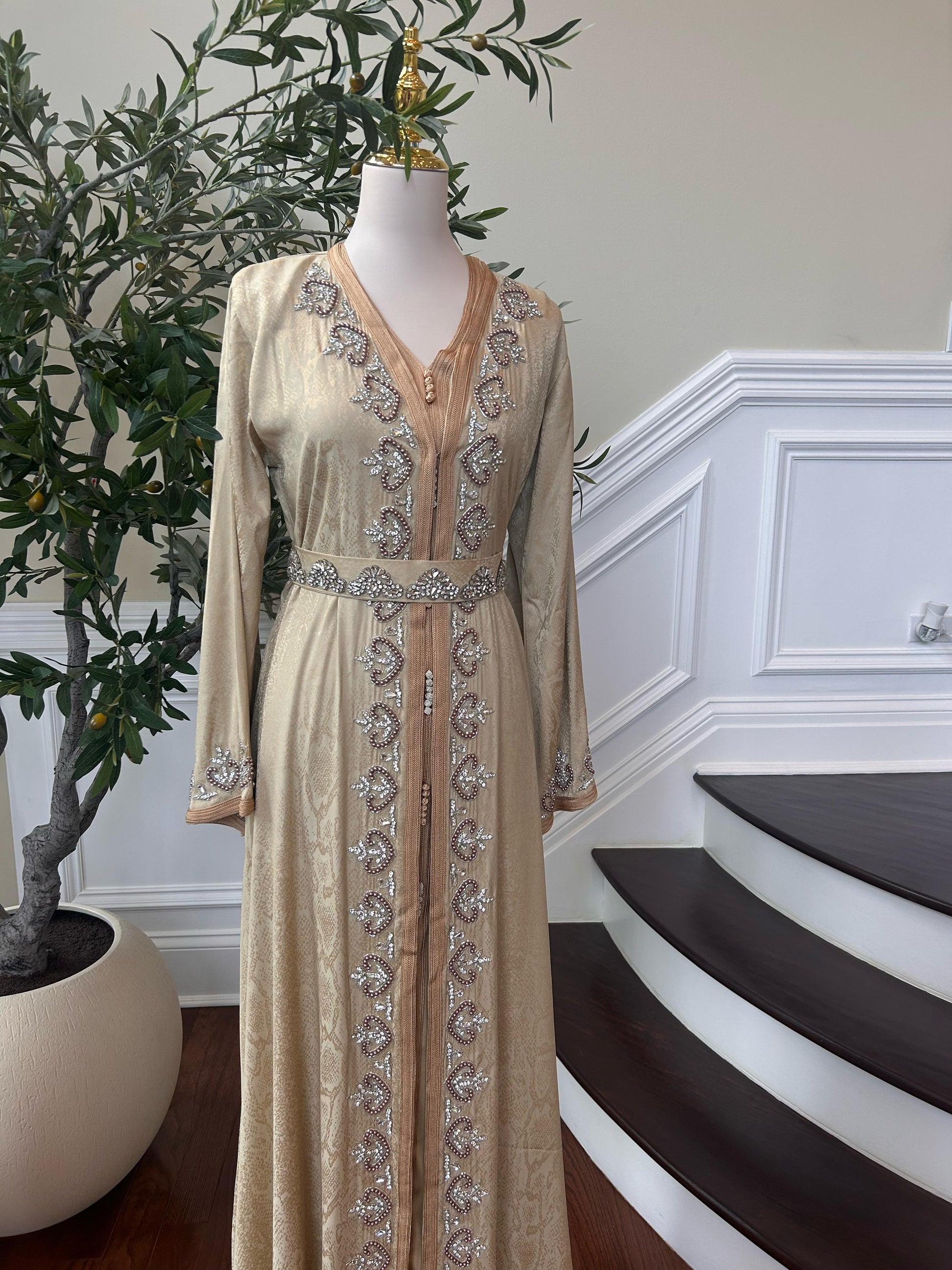 Golden Yellow Elegance Beaded Kuftan