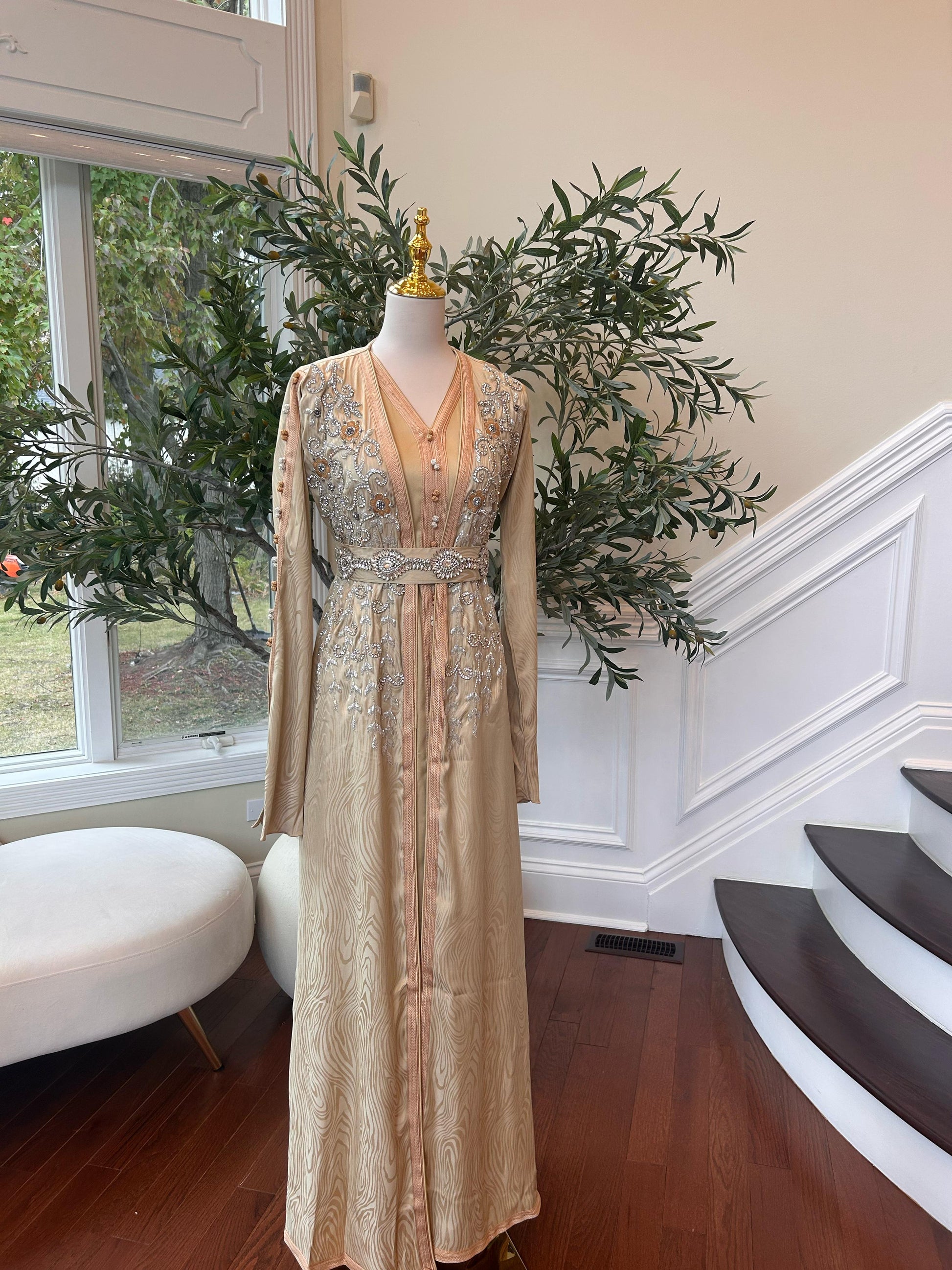 Golden Yellow Beaded Kuftan Elegance