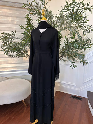 Black Beaded Crystal Abaya