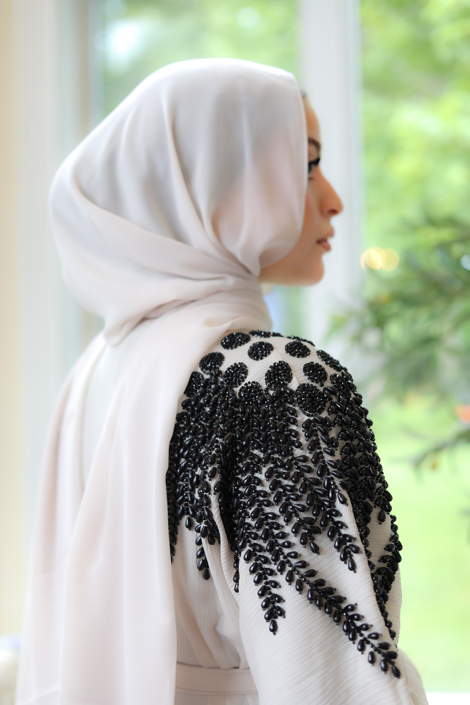 Cream Stone Abaya