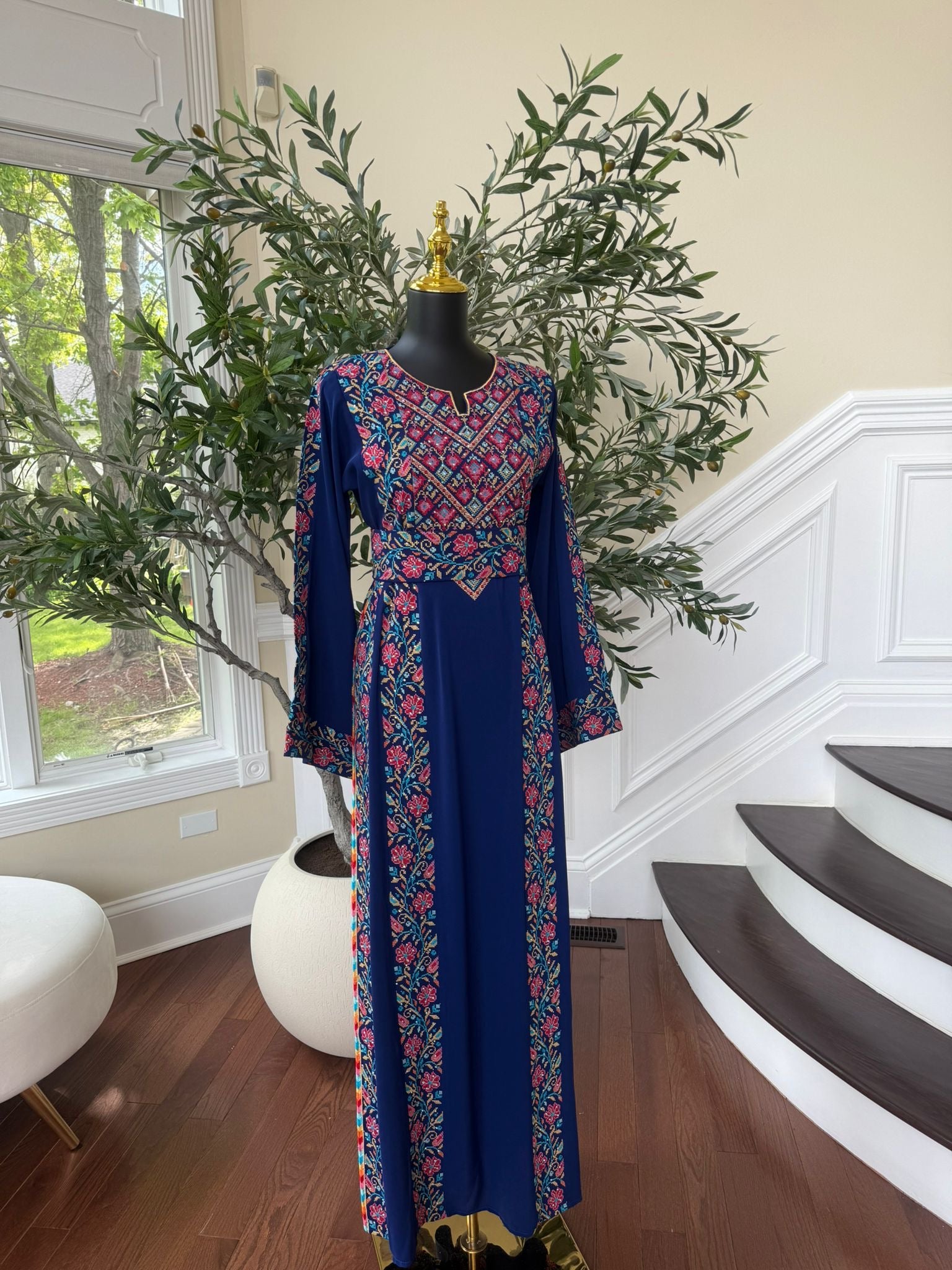 Elegant Blue Tatreez Thobe/A