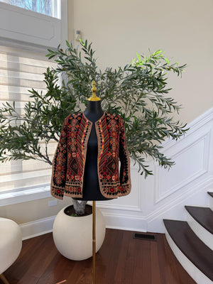 Tan Embroidery Black Tatreez Jacket