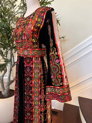 Black Velvet Tatreez Embroidered Thobe