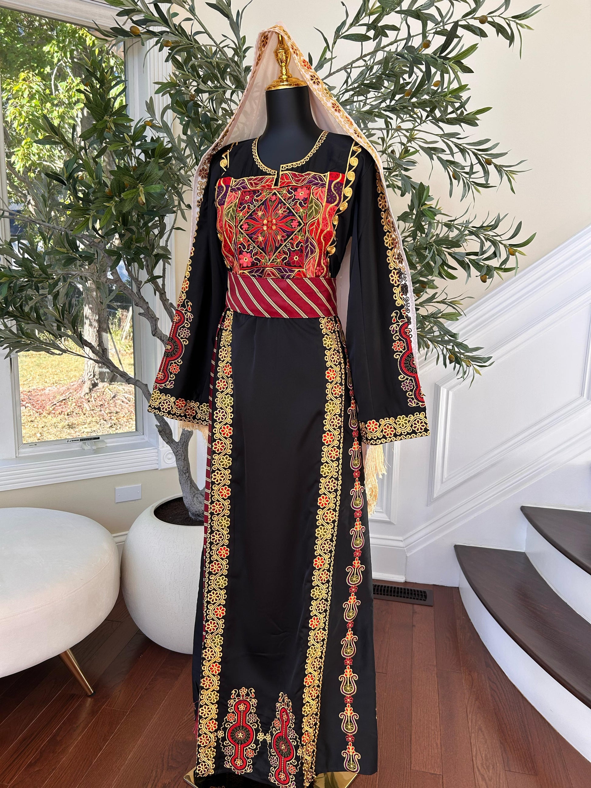 Black Embroidery Tatreez Thobe