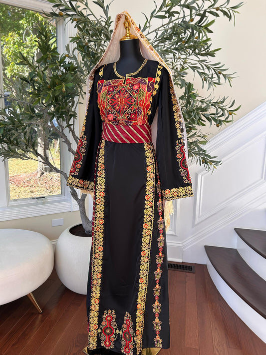 Black Embroidery Tatreez Thobe