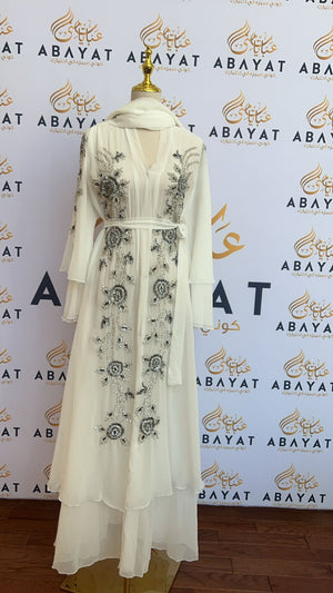White Crystal Elegance Abaya