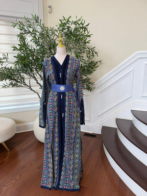 Navy Blue Embroidery Detail Kuftan