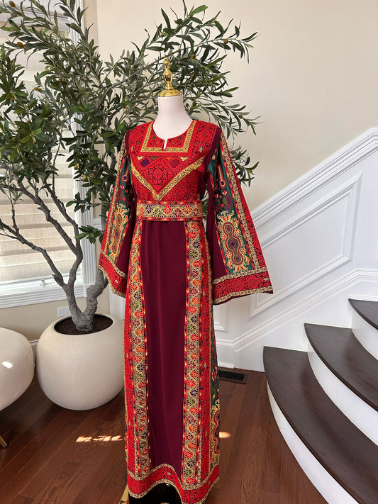 Burgundy Tatreez Embroidery Thobe