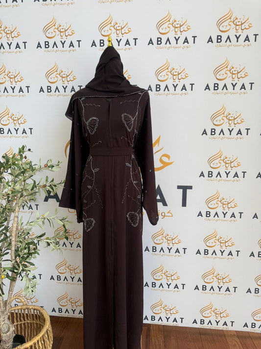 Elegant Deep Purple Beaded Abaya