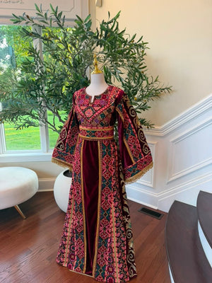 Burgundy Embroidery Tatreez Elegance Thobe