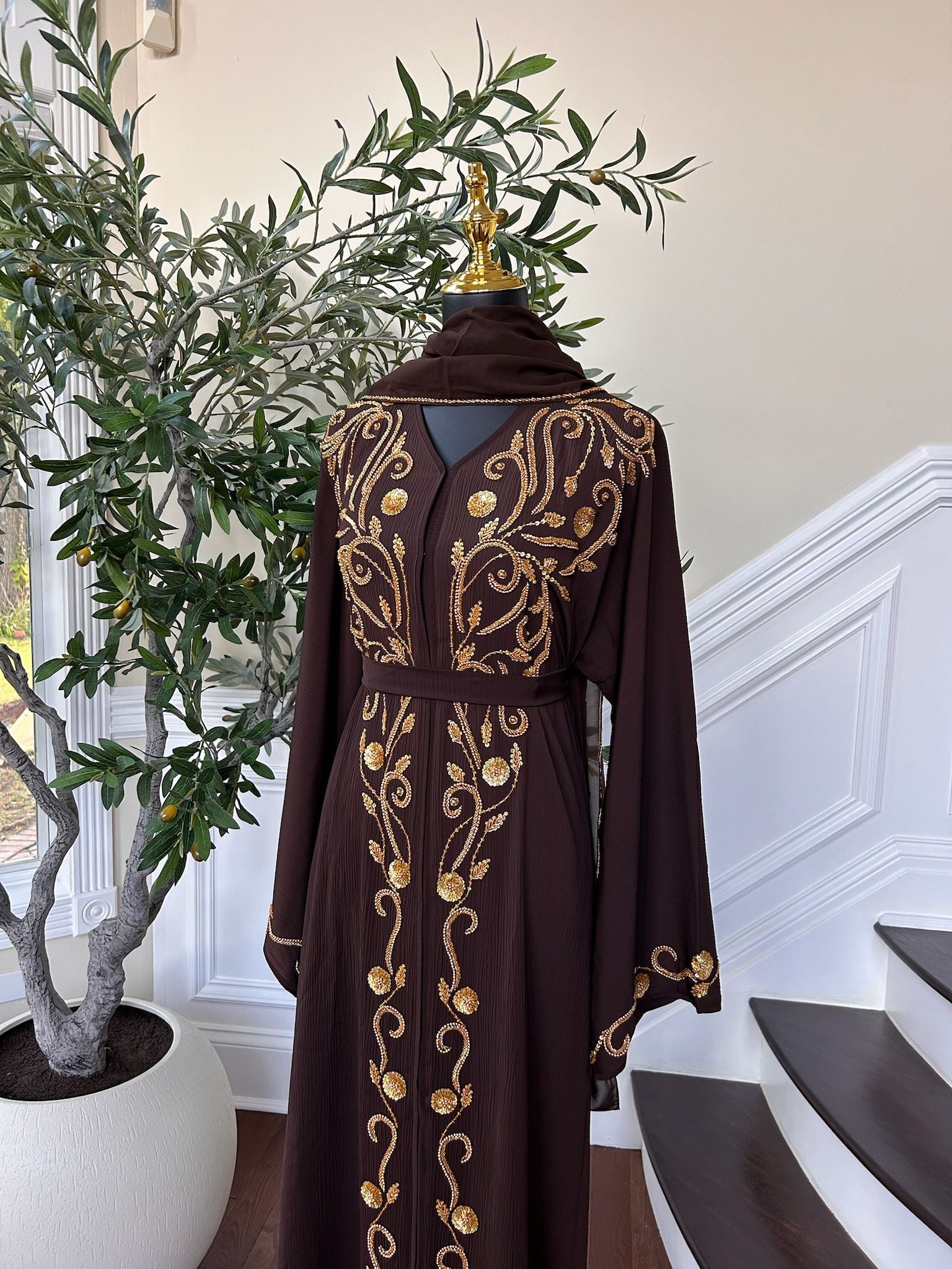 Brown Golden Detail Abaya