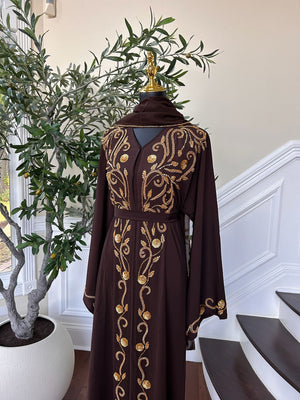 Brown Golden Detail Abaya