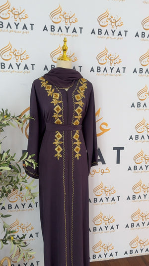 Majestic Golden Purple Abaya