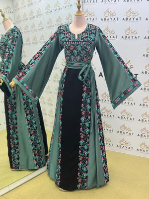 Embroidery Black Tatreez Teal Thobe