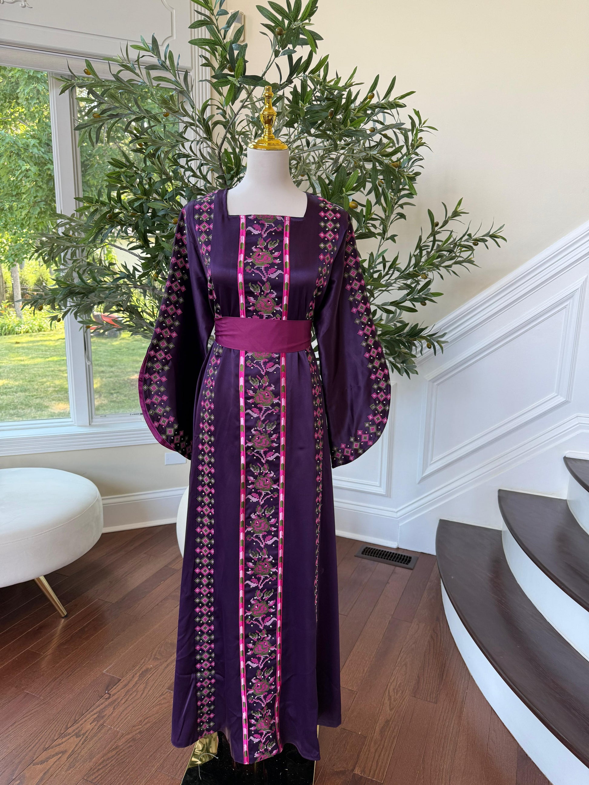 Purple Satin Tatreez Thobe