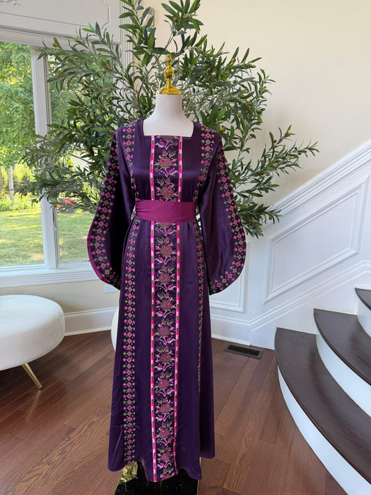 Purple Satin Tatreez Thobe