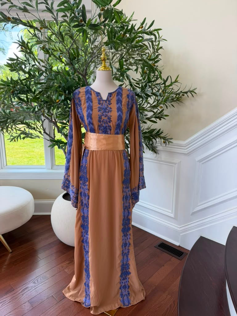Peach Royale Blue Beaded Thobe