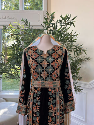 Brown Velvet Stone Thobe