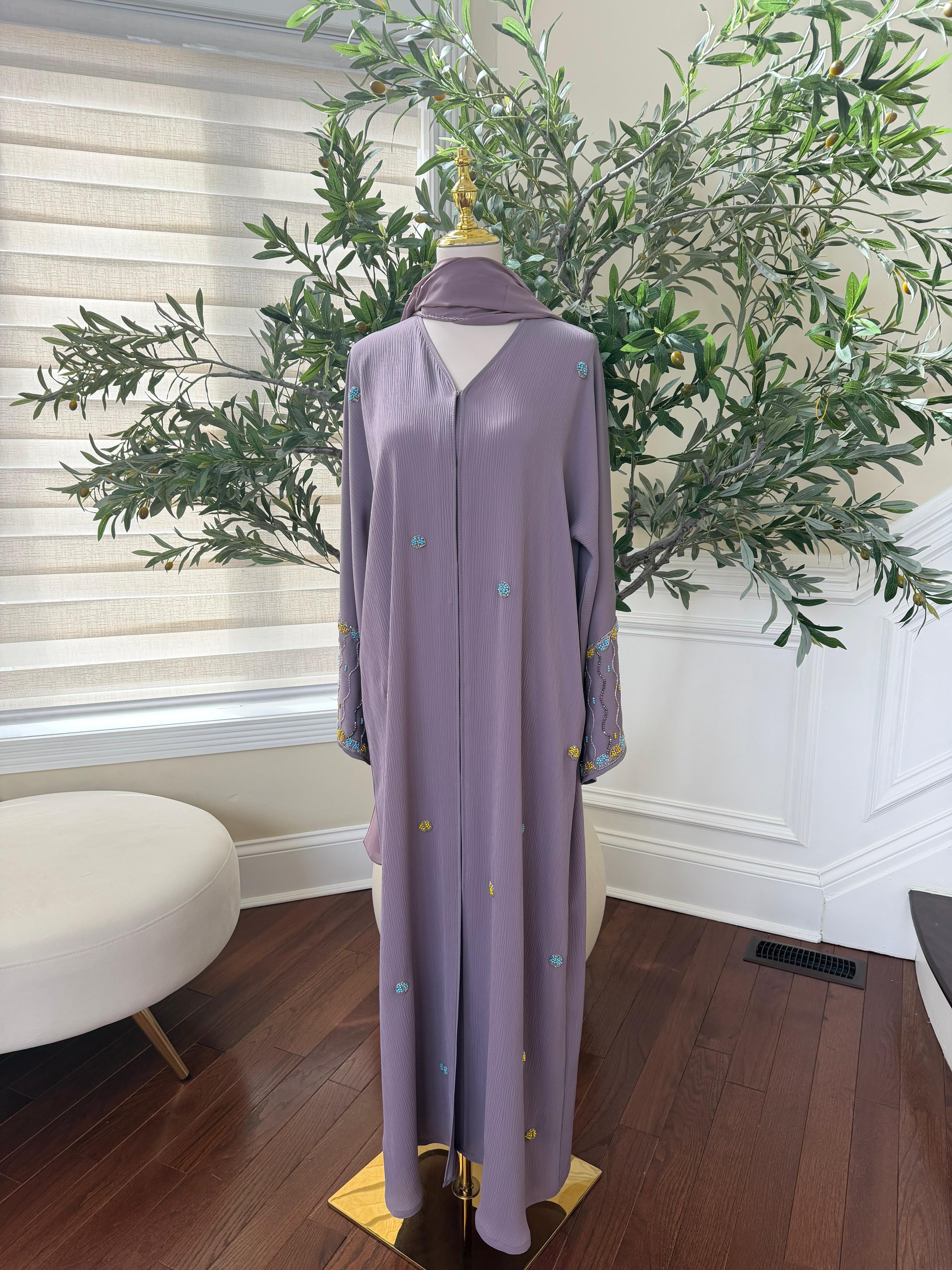 Lavender Charm Sleeve Detail Abaya