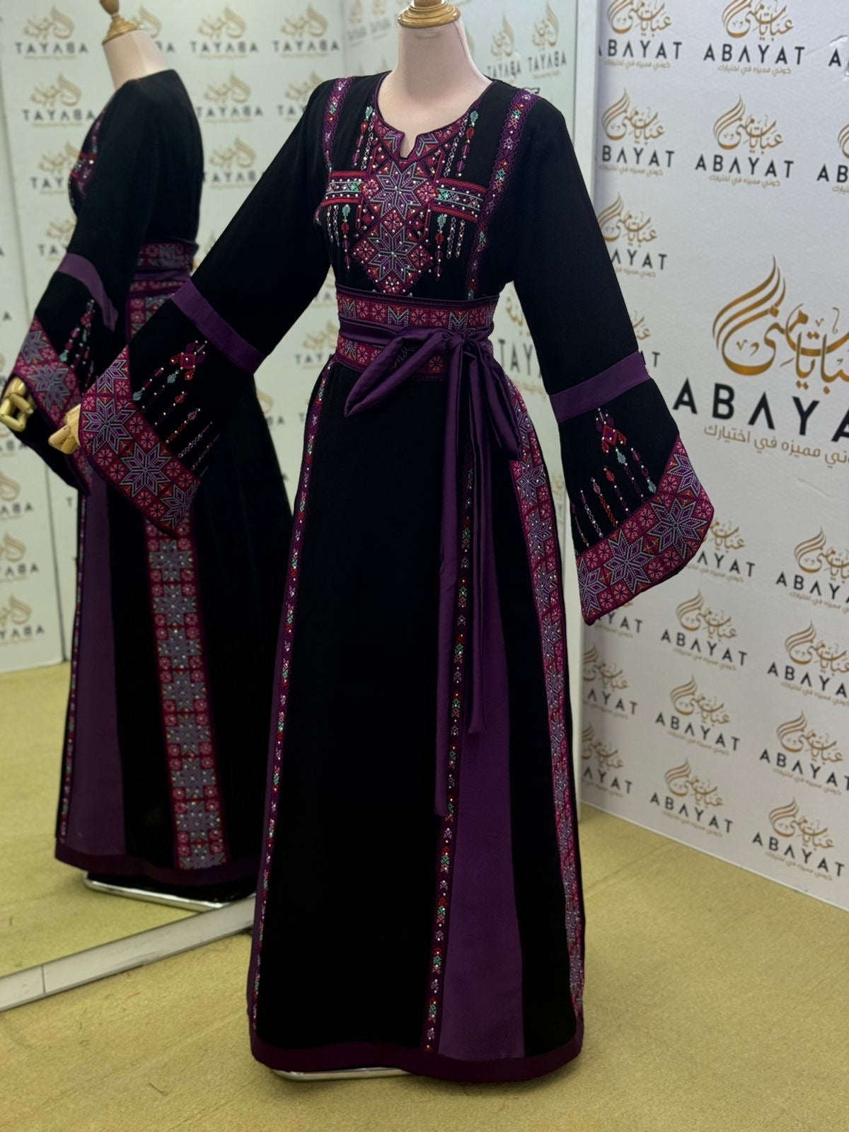 Black Embroidery Tatreez Embellishd Thobe