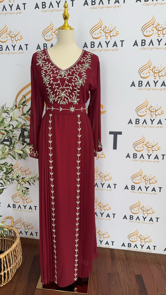 Elegant Red Floral Kuftan