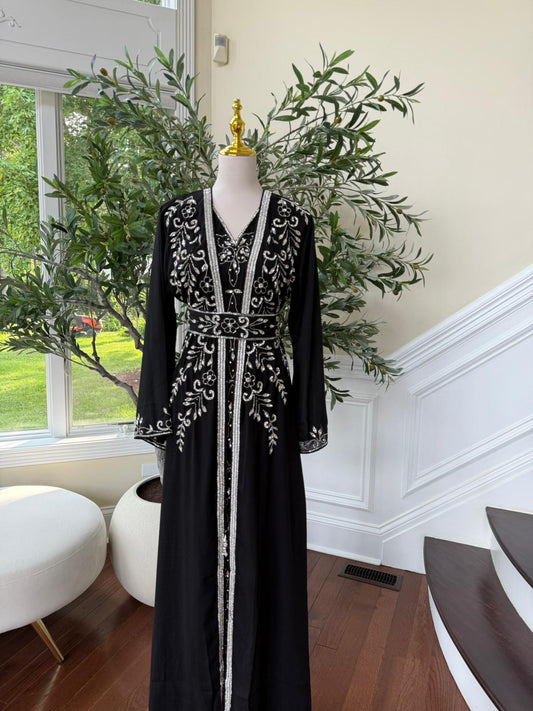 Majestic Black Beaded Kuftan
