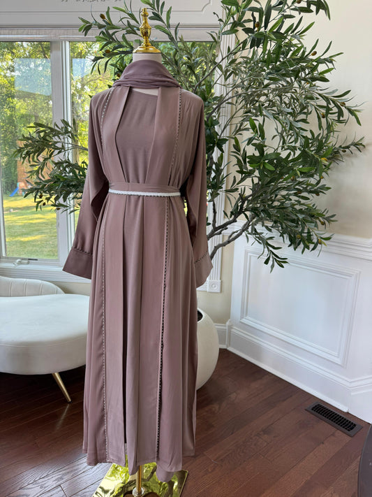 Light Muave Cardigan Abaya