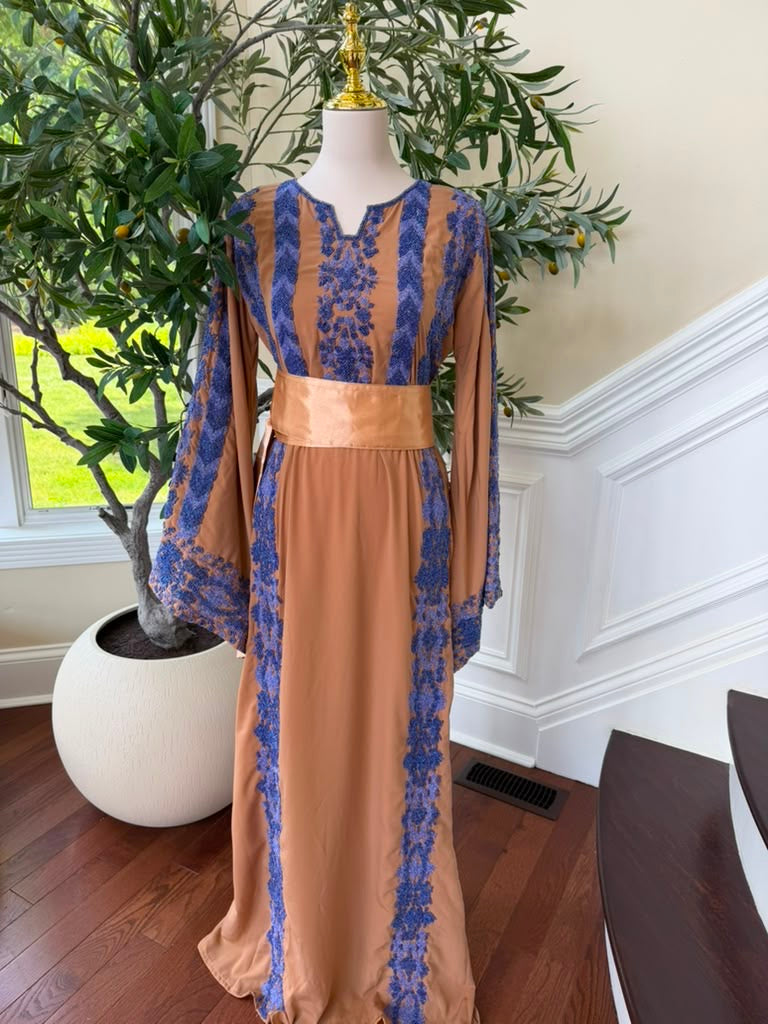 Peach Royale Blue Beaded Thobe