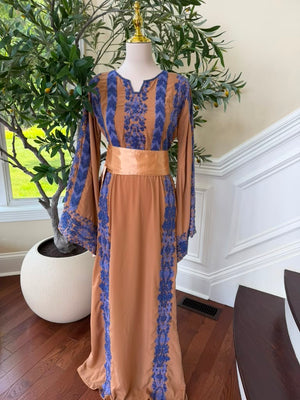 Peach Royale Blue Beaded Thobe