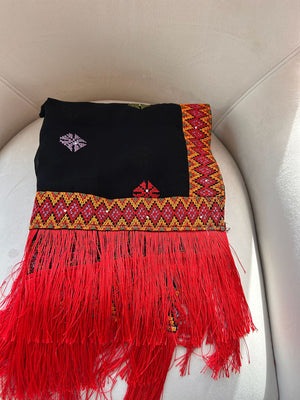 Black/Red Tatreez Khirka Shal Mandil