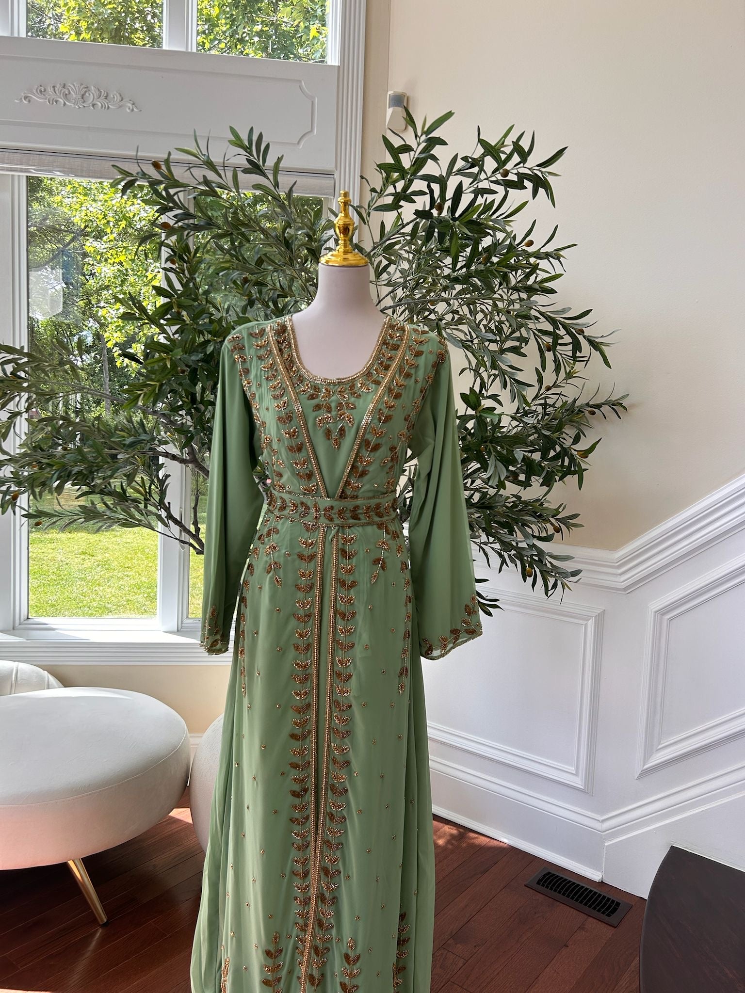 Mint Green Golden Charm Kuftan