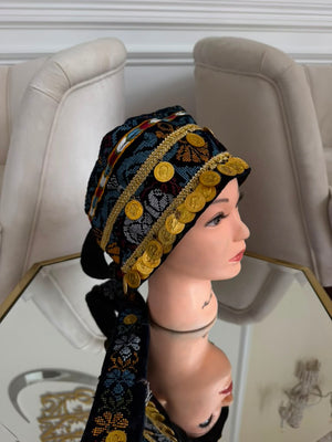 Velvet Blue Embroidery Tatreez Coin Waka- Women’s and Kids