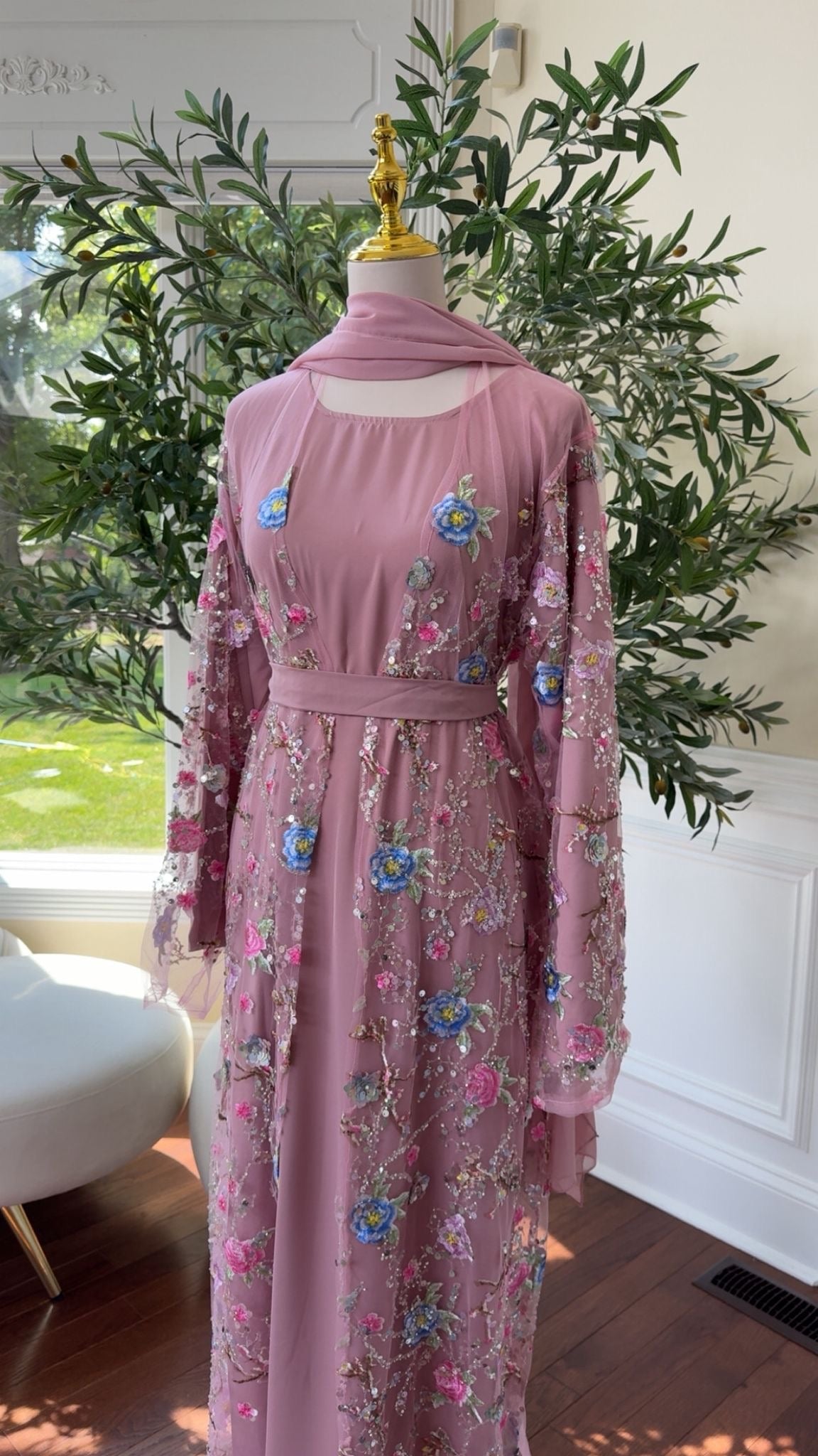 Blush Rose Petal Blossom Abaya