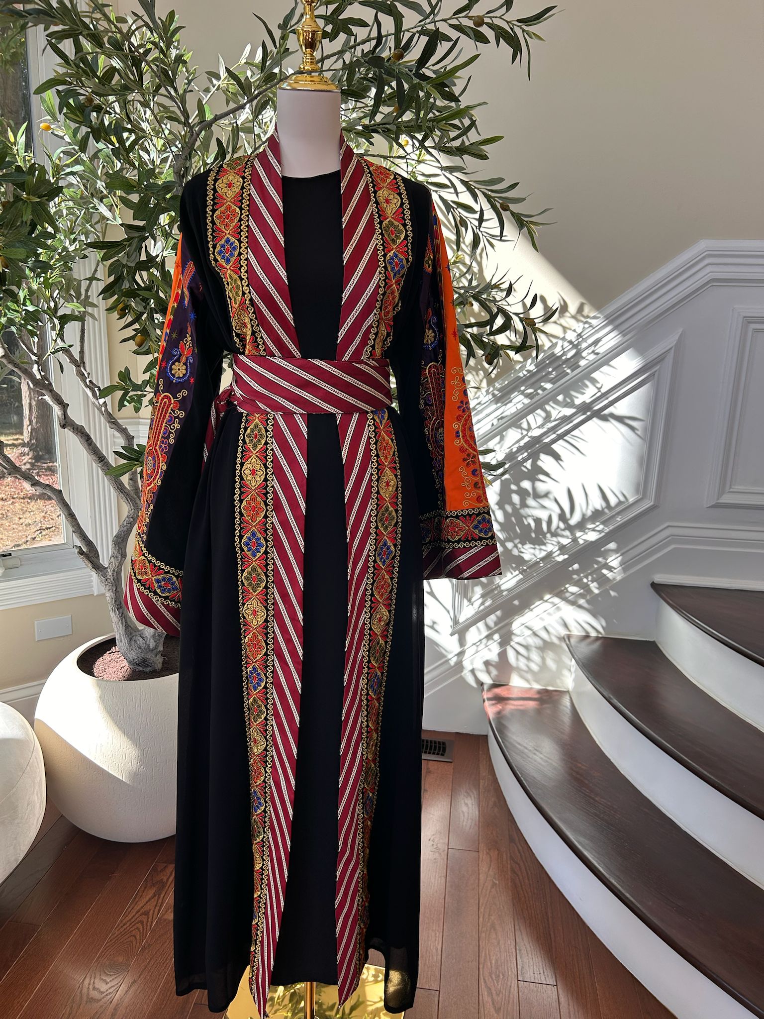 Black Embroidery Tatreez Embellished Thobe