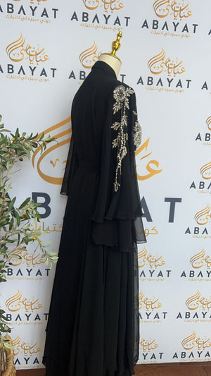 Elegant Ruffled Black Abaya