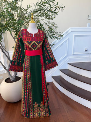 Green Embroidery Tatreez Red Thobe