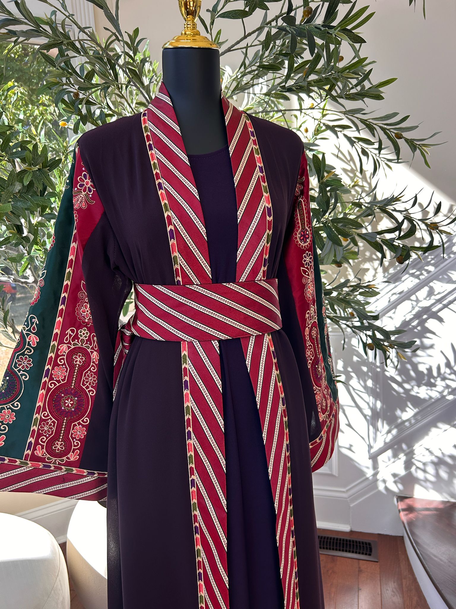 Purple Embroidery Tatreez Embellished Thobe