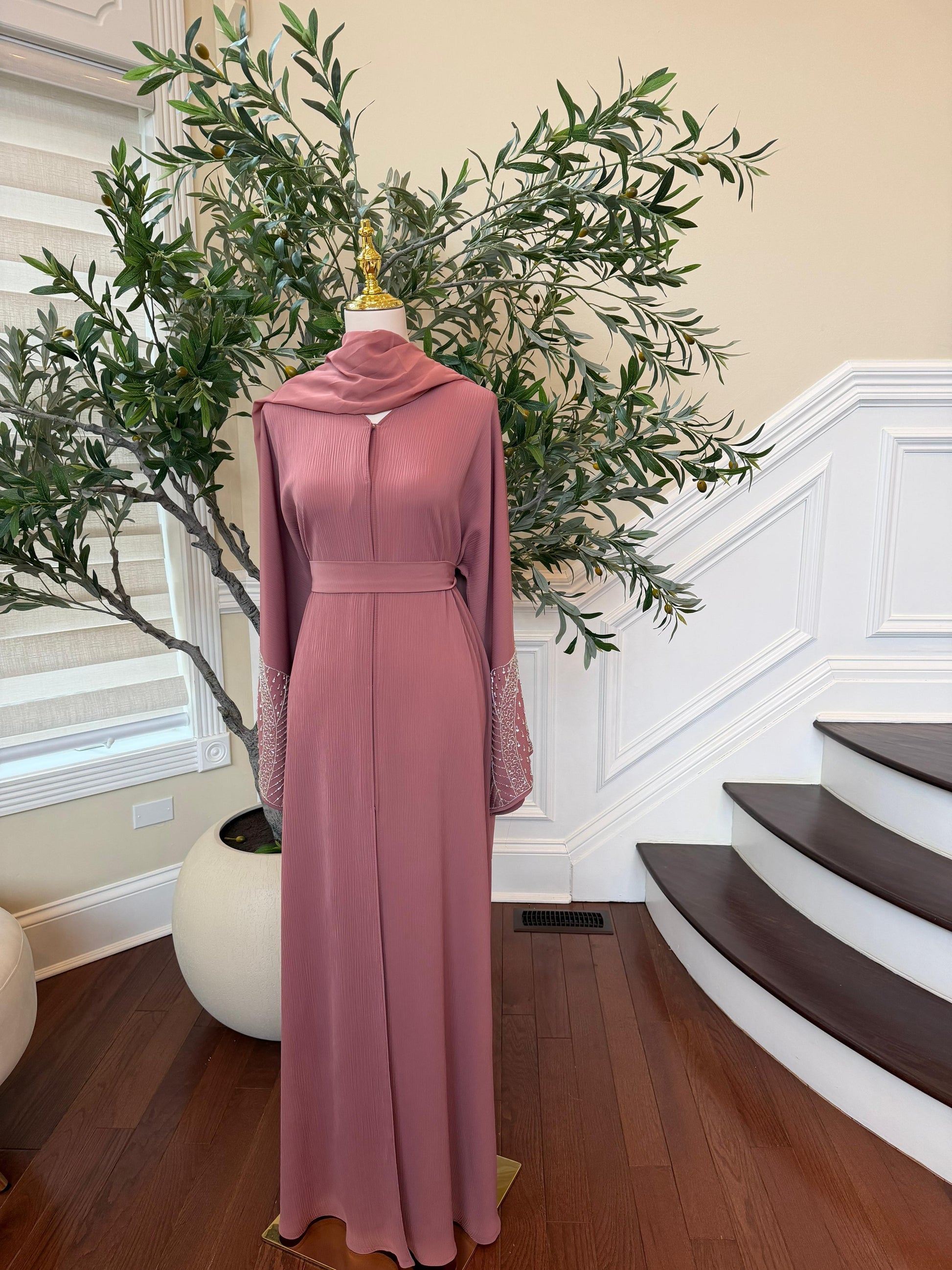 Pink Blush Rose Sleeve Abaya