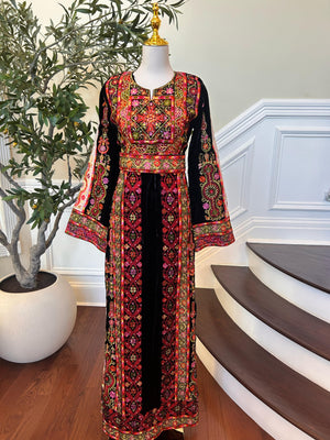 Black Velvet Tatreez Embroidered Thobe